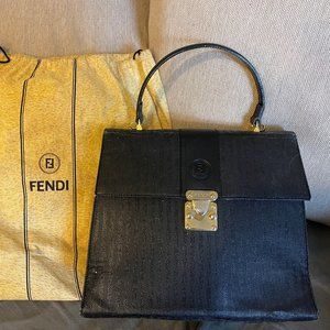 Fendi Leather Pequin Satchel